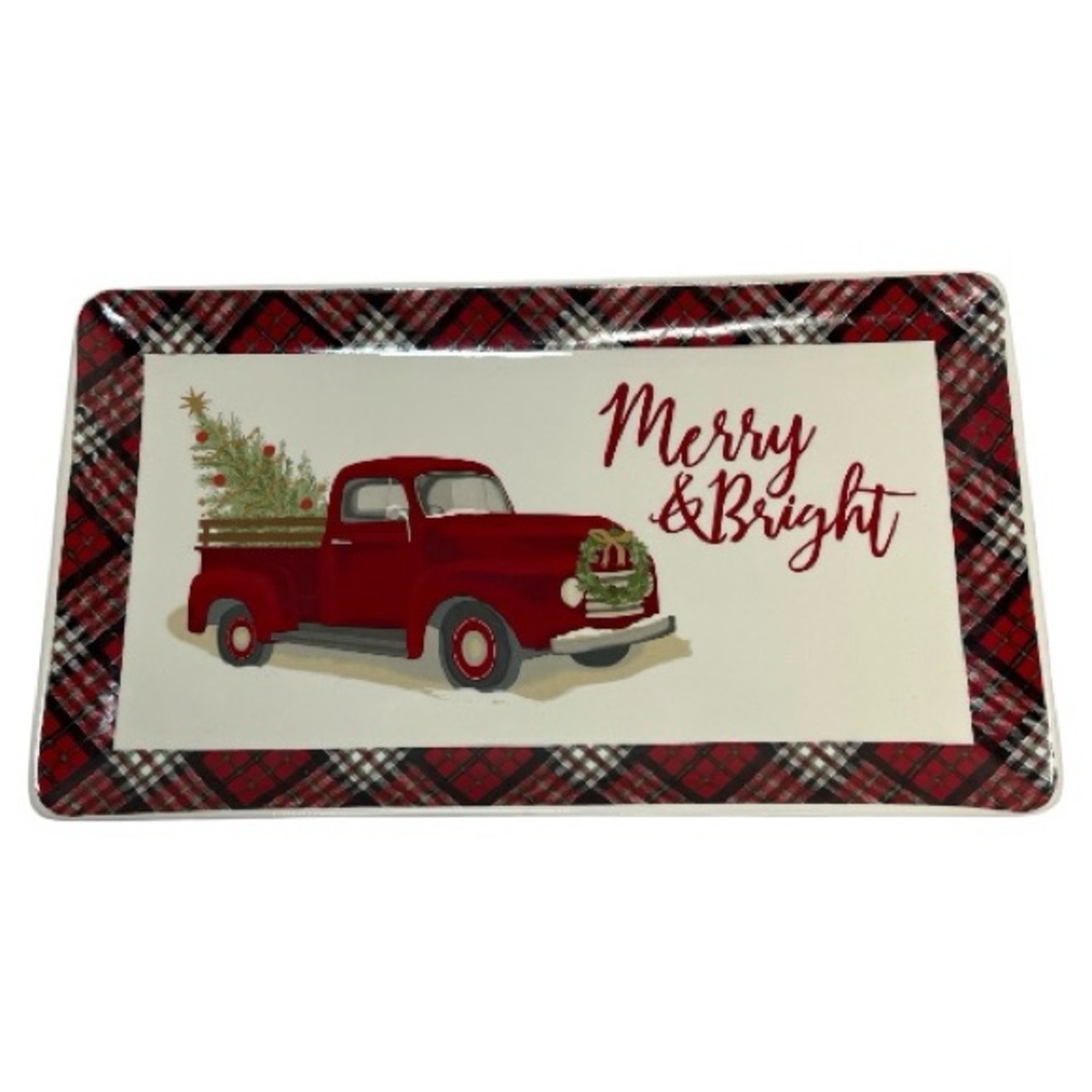 Winter Wonder Lane Holiday Cozy Collection Red Truck Holiday Serving Tray